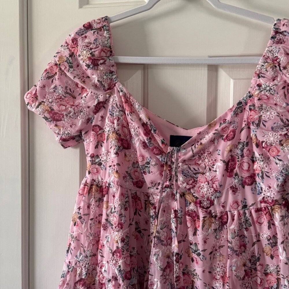 Blue Rain Womens Pink Floral Mini Dress Size S Small P3 - Picture 4 of 13
